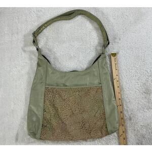 Elie Handcrafted Leather Shoulder Bag Sage Green USA made Zip Top